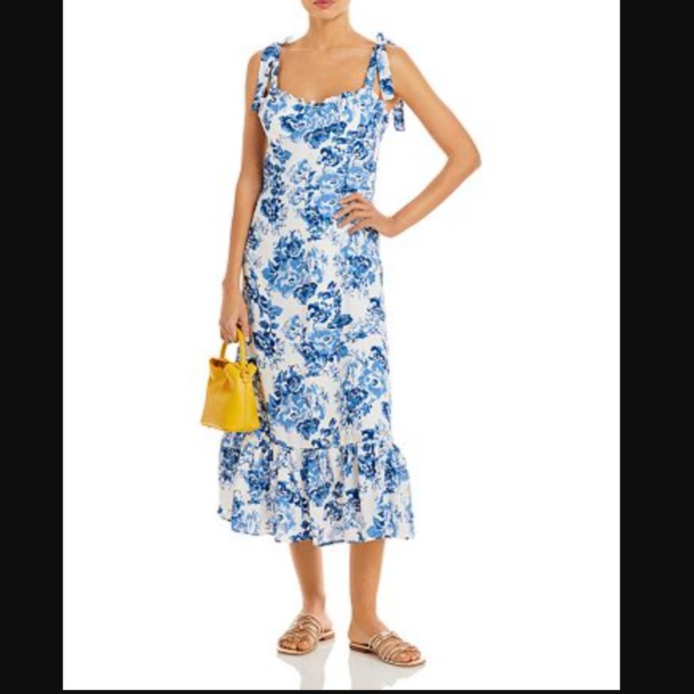 Aqua Bloomingdales Blue & White Midi Sundress, Medium